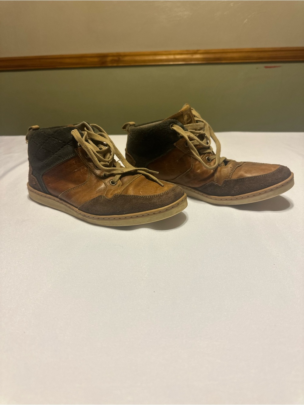 Bull Boxer Men's Brown Leather and Suede ankle  Boots - Lace-Up Comfort size 8